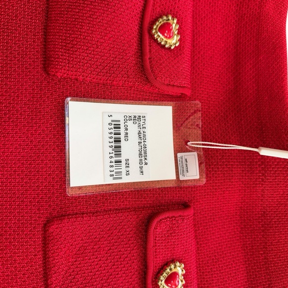 Self-Portrait Knit Red Skirt with Button Details - Picture 2 of 5